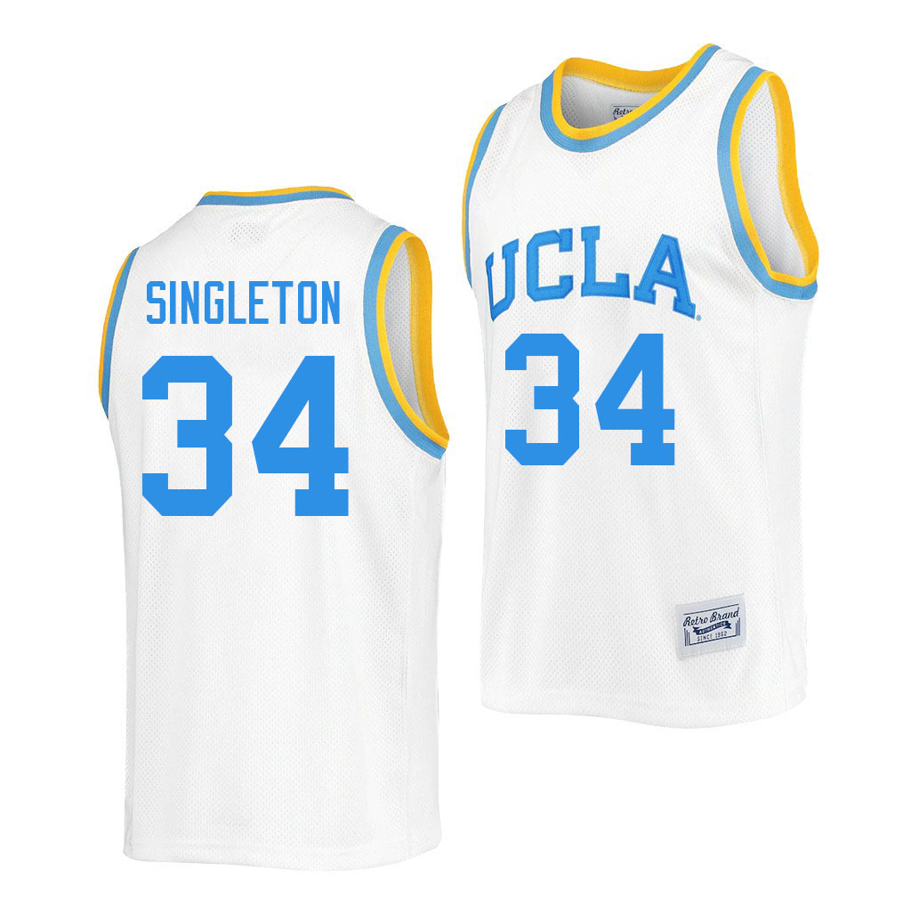 Men #34 David Singleton UCLA Bruins College Jerseys Sale-Retro White - Click Image to Close
